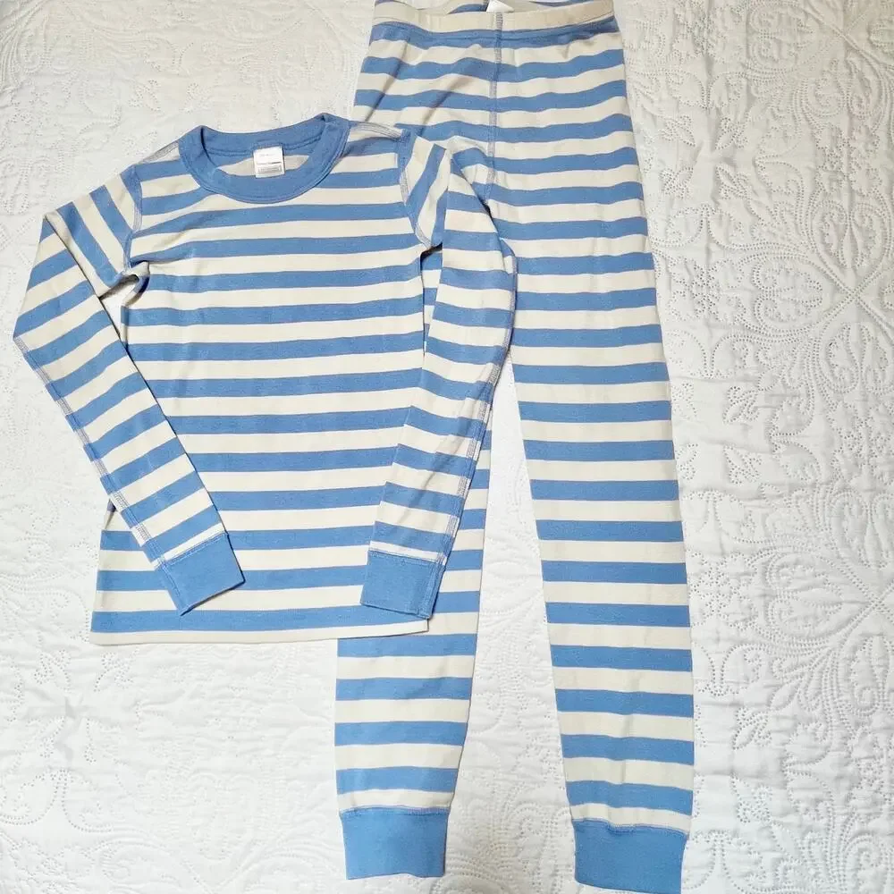 Hanna Andersson Striped Organic Cotton PJ Set Size 8